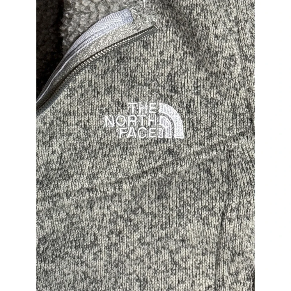 The North Face Women Sunset Heather Fleece Quarter Zip Pullover Grey size small